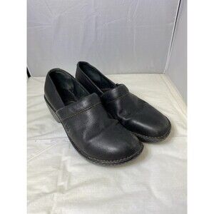 Born Clogs Black Leather Shoes Slip On Size 11